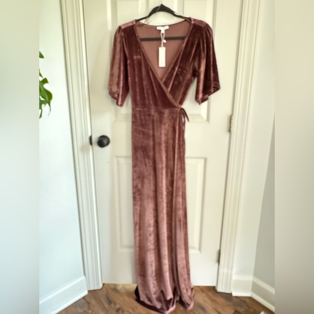Velvet Wrap Maxi Dress in Mauve (Baltic Born)
